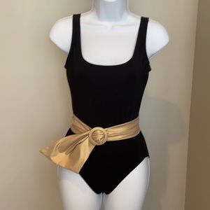 Karla Colletto black one piece swimsuit with belt